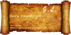 Gere Leonárd névjegykártya